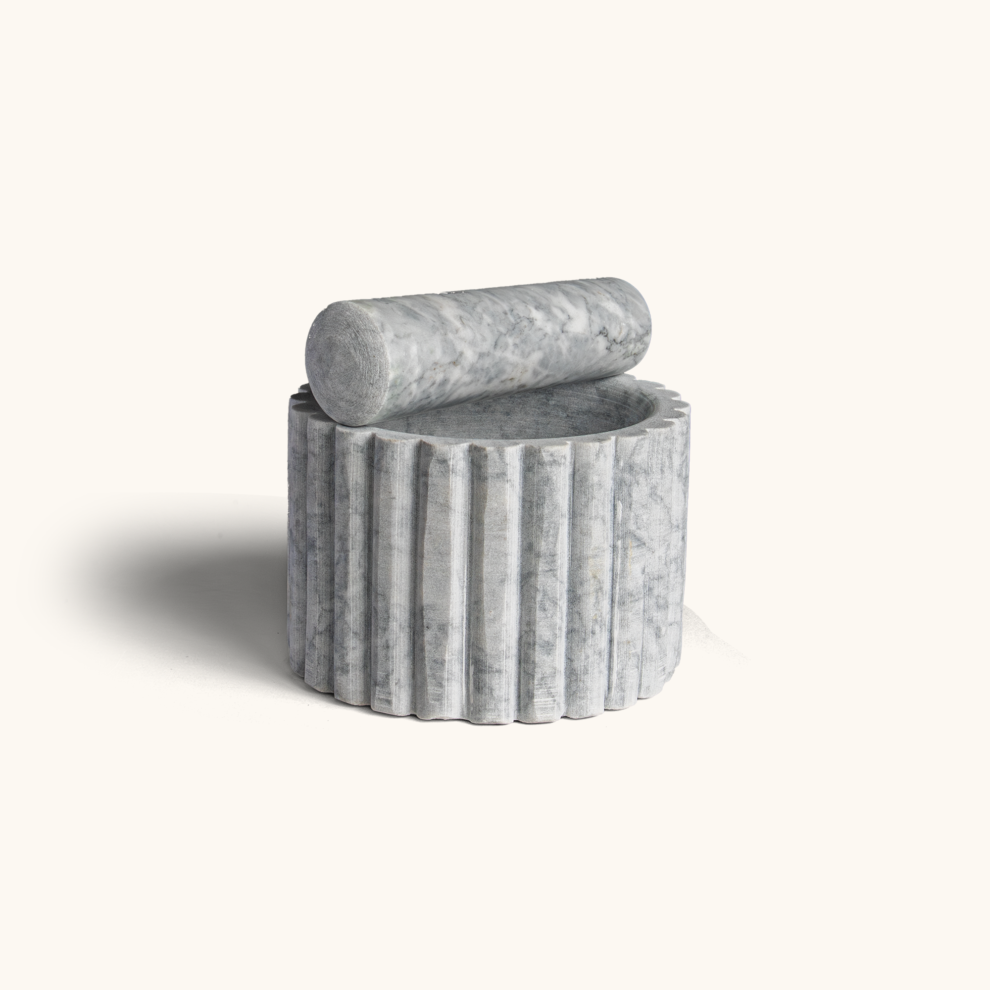 Touche Deco Fluted Marble Mortar & Pestle