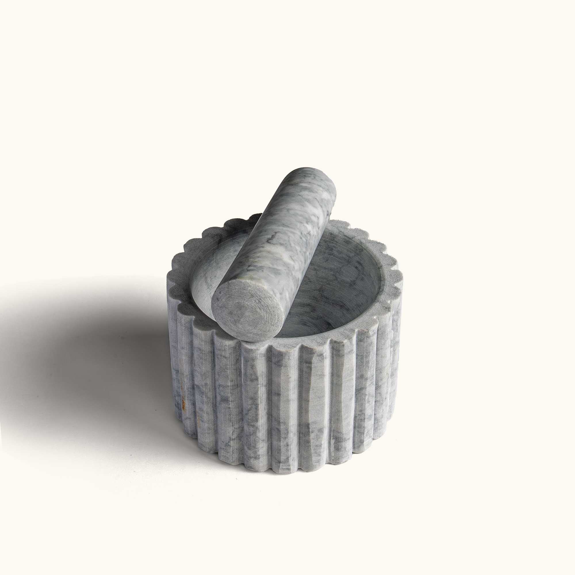 Touche Deco Fluted Marble Mortar & Pestle