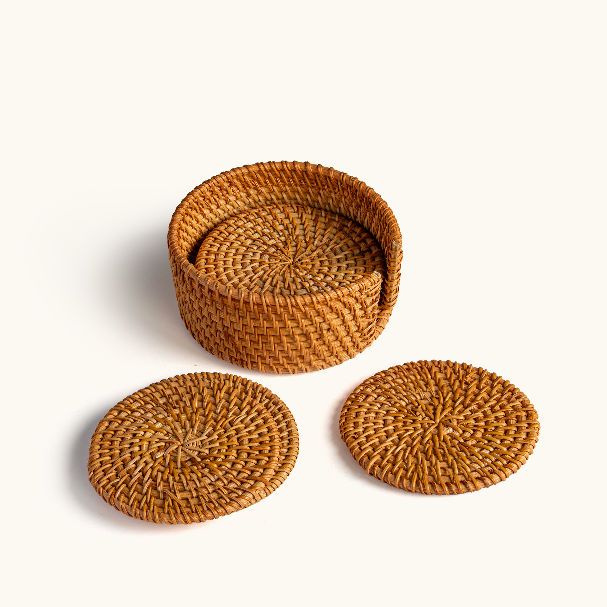 Touche Deco Handwoven Rattan Coasters - Set of 6