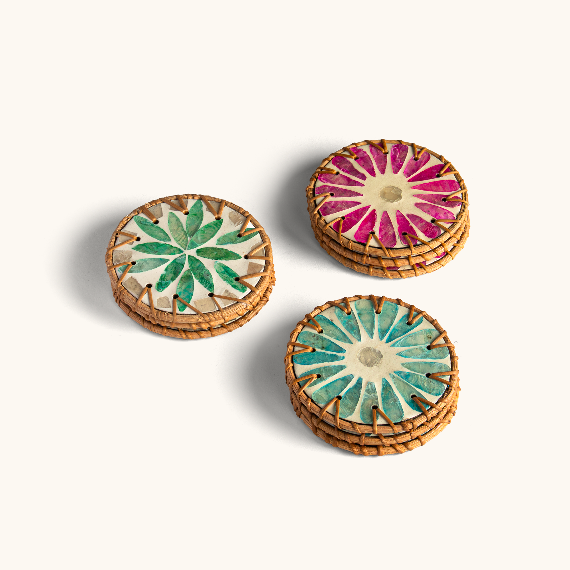 Touche Deco Mother of Pearl Coasters - set of 3