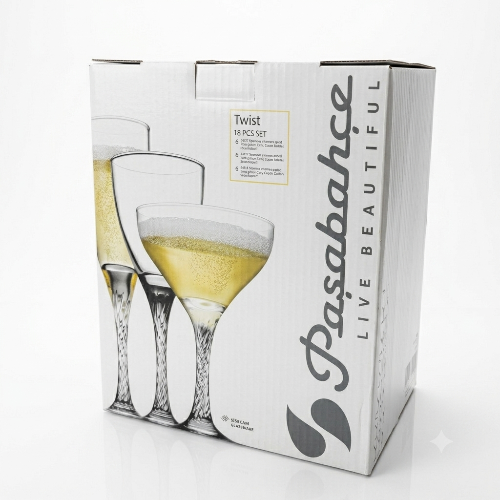 Pasabahce Twist 950030 Stemware Glass Set 18 Pieces Soda Lime Glass Drinkware