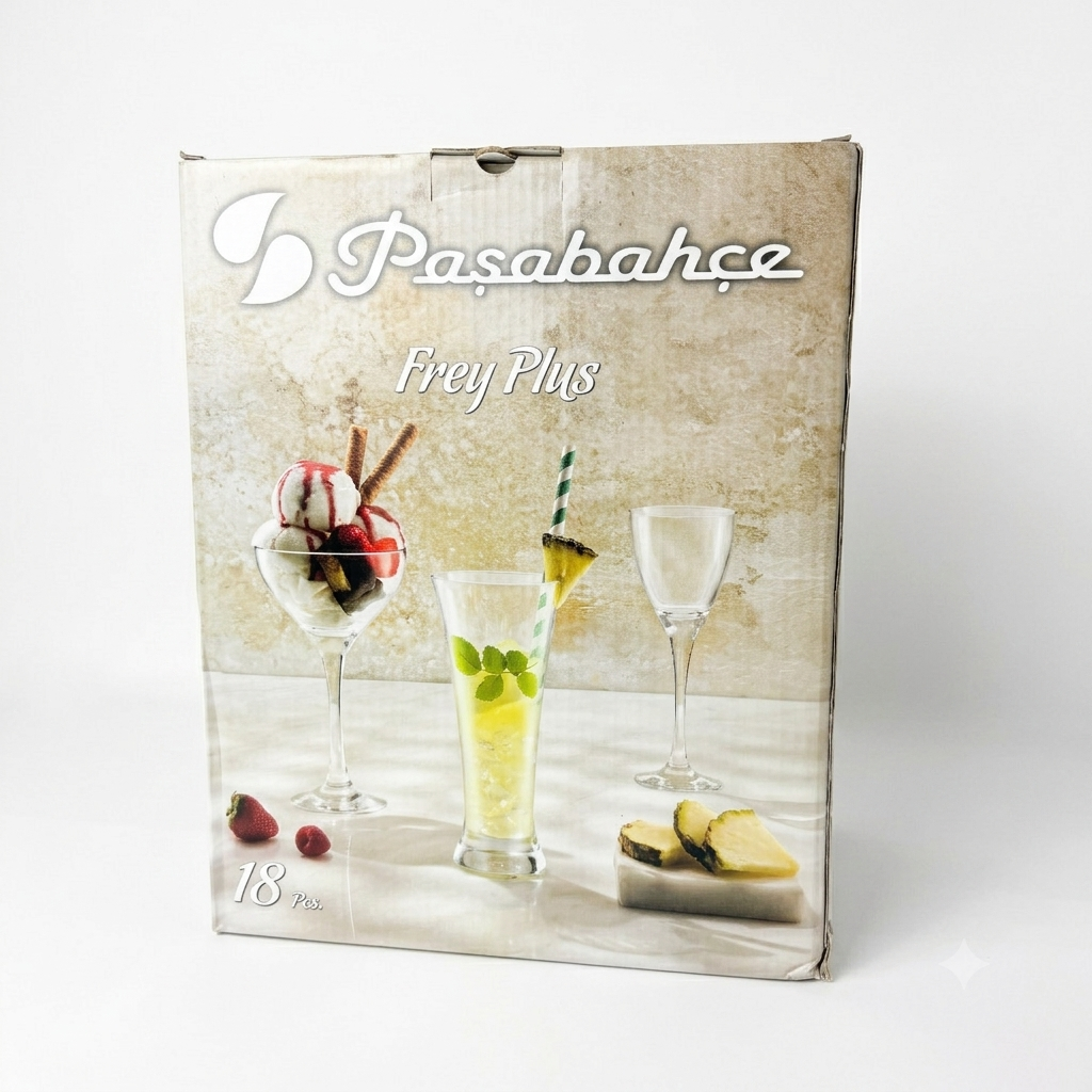 Pasabahce Frey Plus Glassware Set 18 Pieces – Assorted Beverage Glass Collection
