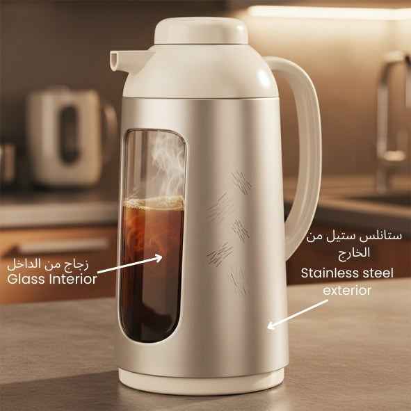 Zojirushi AG-LC10 Vacuum Insulated Handy Pot 1.0L – Glass Liner Thermal Beverage Dispenser for Hot & Cold Drinks