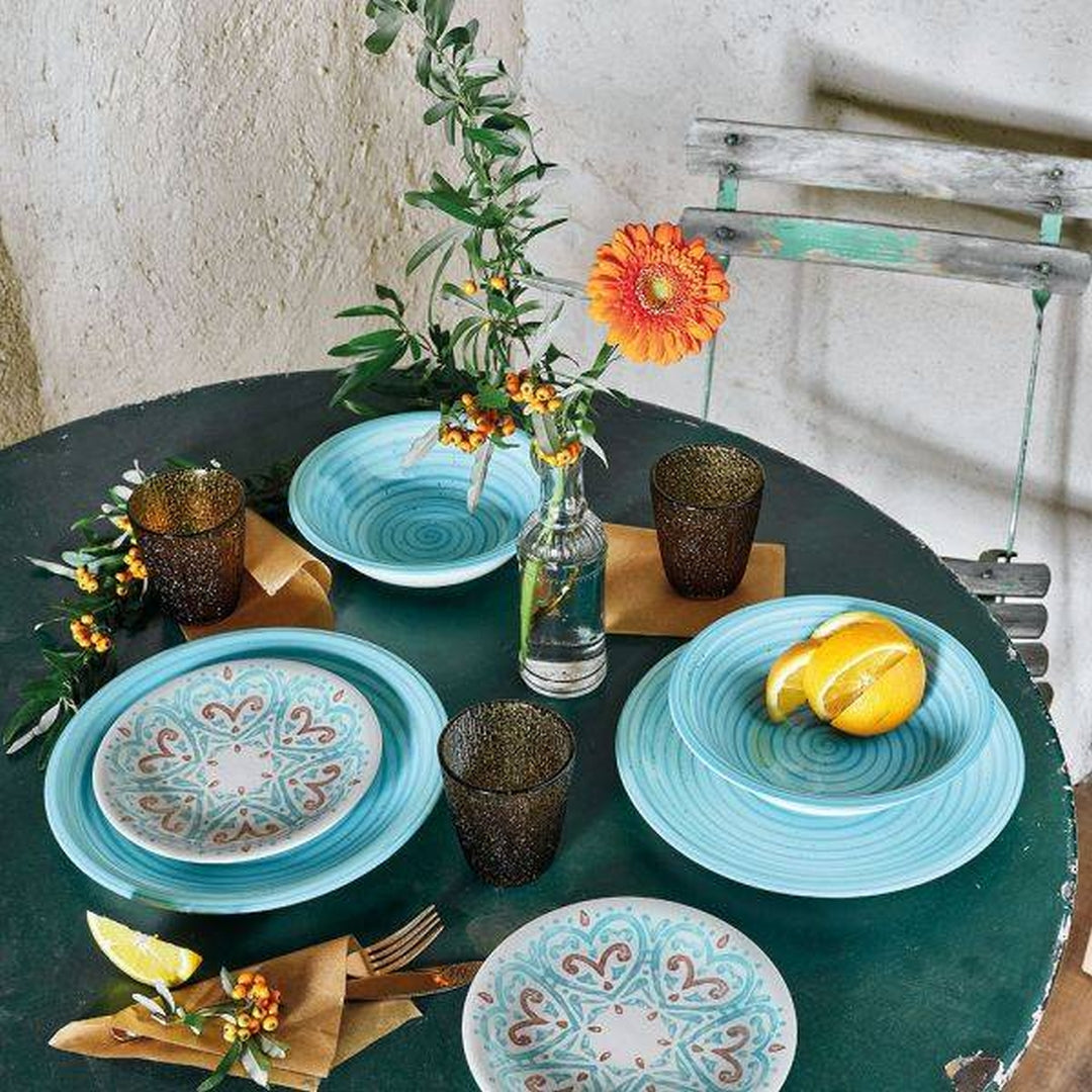 Tognana Stoneware Dinnerware - Serveware Table Set 18 Pcs Louise Tangeri - Cookette
