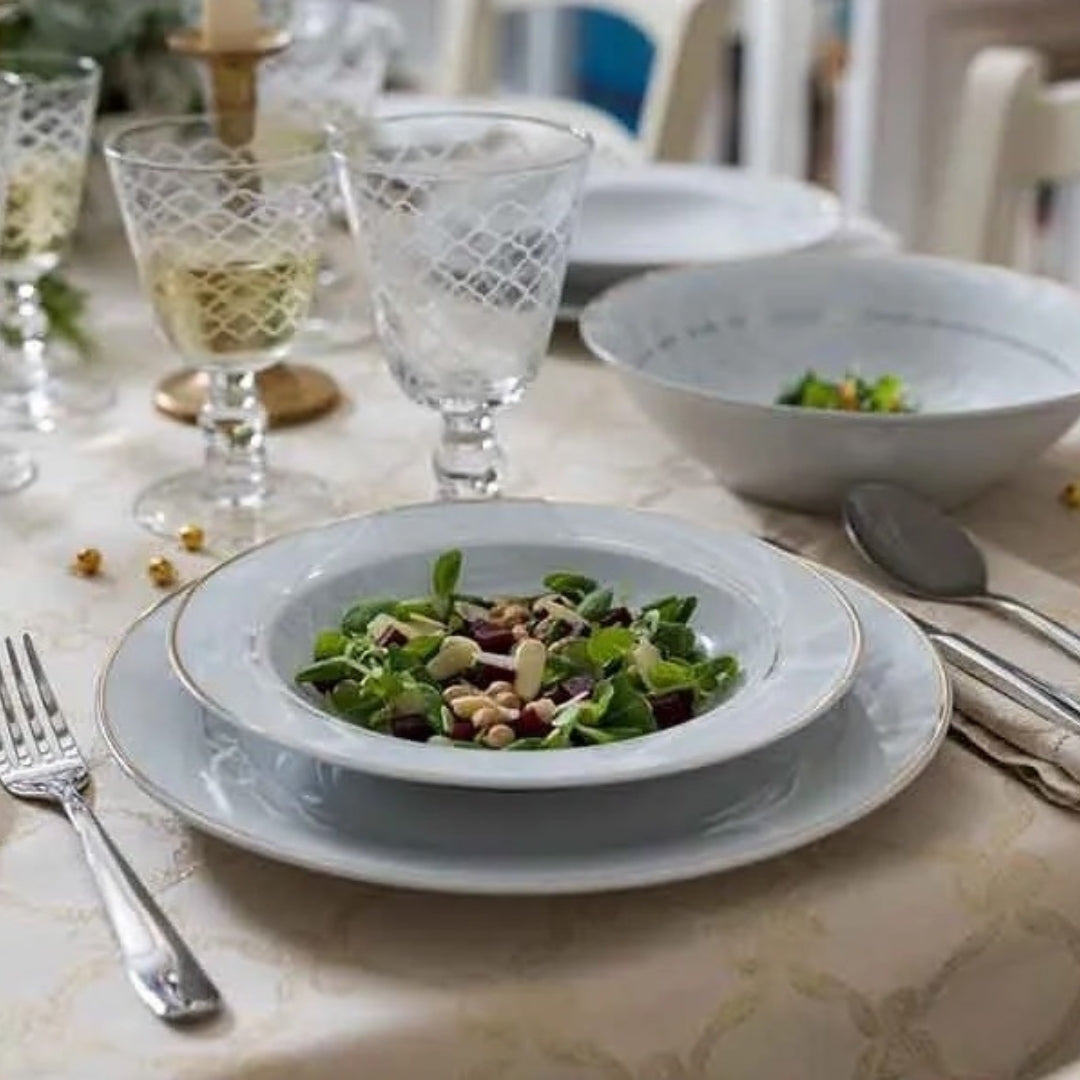 Tognana Porcelain Dinnerware - Serverware Table Set 18 Pcs Metropolis Fascetta Oro - Cookette