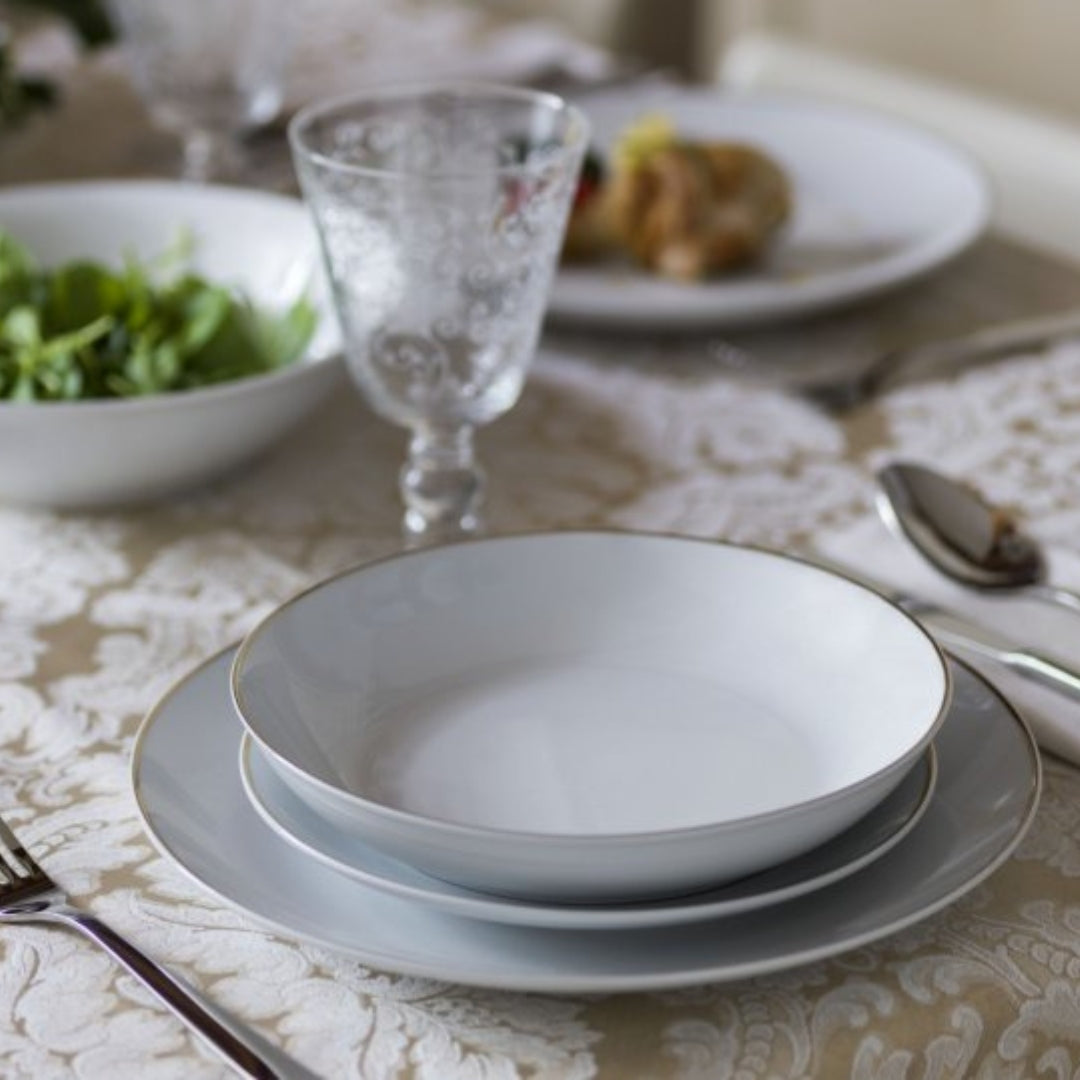 Tognana Porcelain Dinnerware - Serverware Table Set 18 Pcs Metropolis Fascetta Oro - Cookette