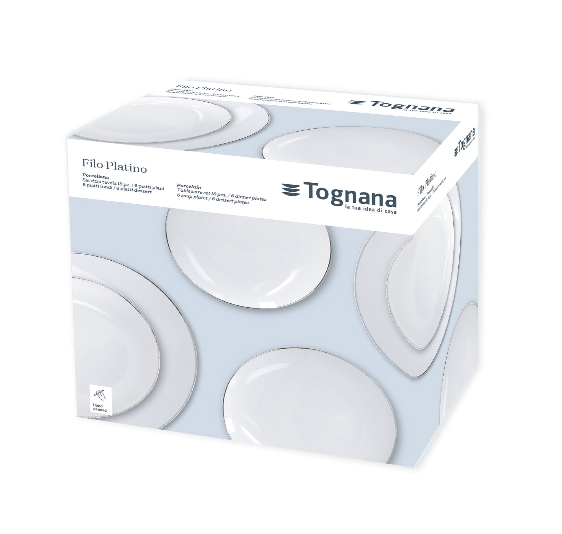 Tognana Porcelain Dinnerware - Serverware Table Set 18 Pcs Metropolis Fascetta Oro - Cookette