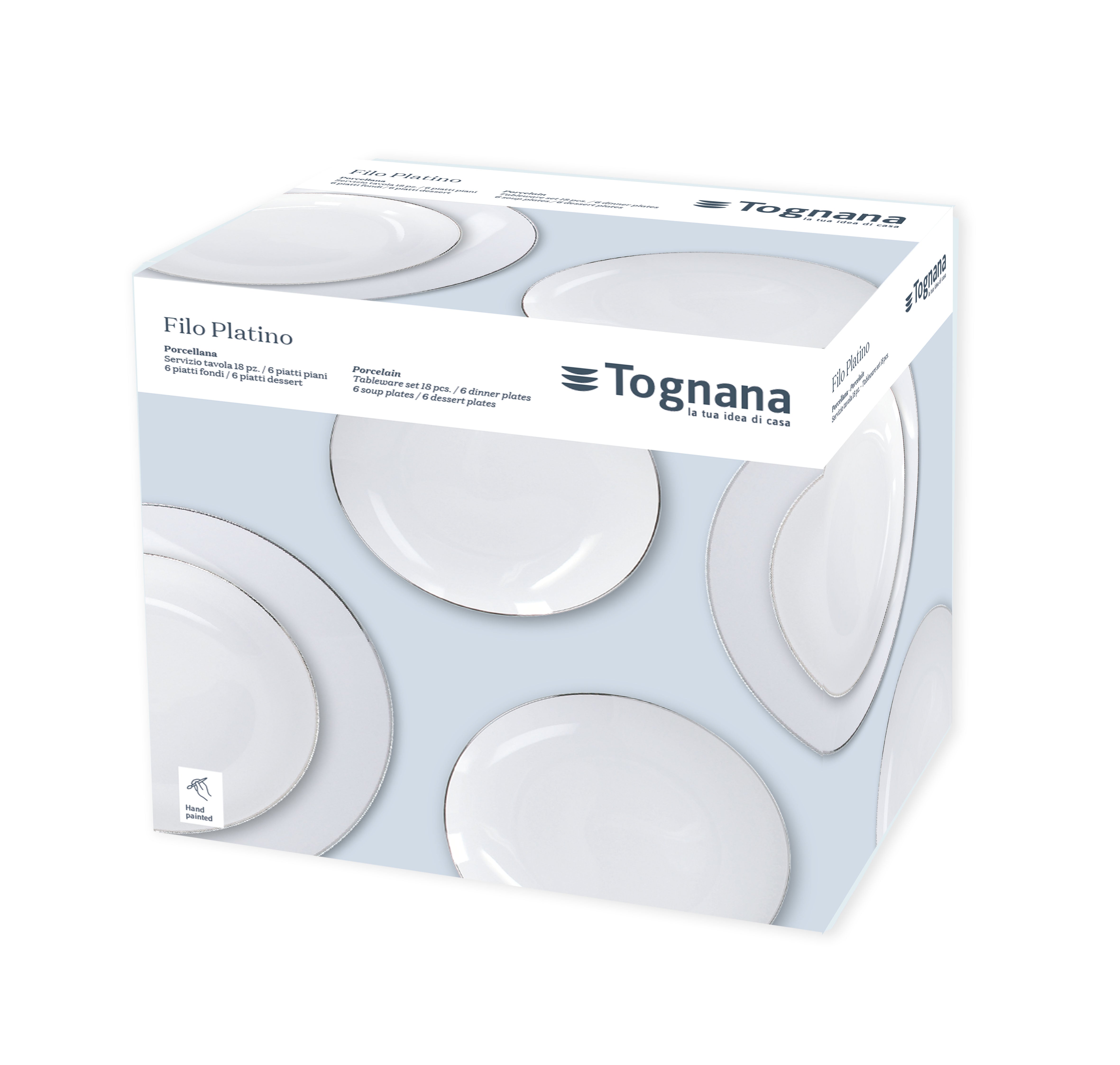 Tognana Porcelain Dinnerware - Serverware Table Set 18 Pcs Metropolis Fascetta Oro - Cookette