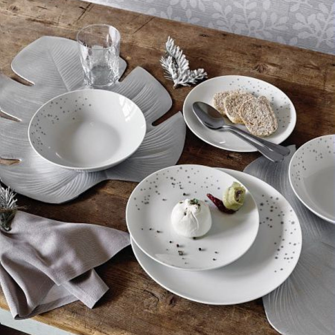 Tognana Porcelain Dinnerware - Serveware Table Set 18 Pcs Metropolis Dream Argento