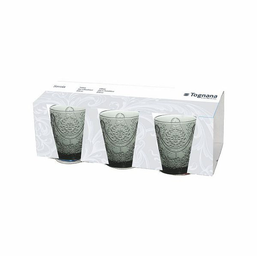 Tognana Drinkware Set/Tumbler Set Savoia-Set 3 Glasses Cc320 Glass Trasparent/Green - Cookette