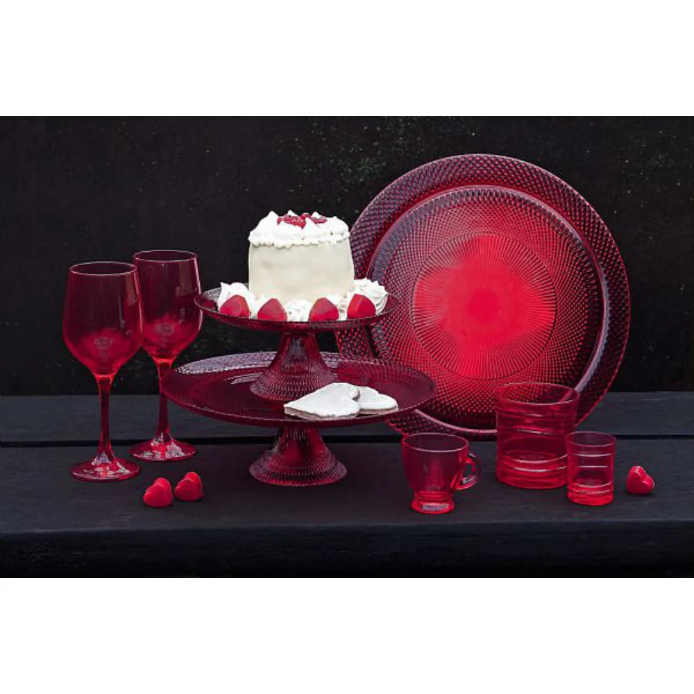 Tognana Glass Cake And Serving Stand Cm 21/28Cm Gold/Red