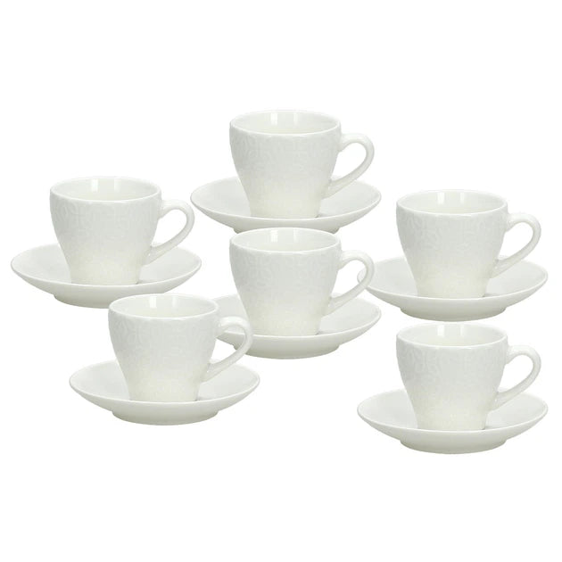 Tognana Olimpia Margaret 6-Piece Porcelain Coffee Cup & Saucer Set 100cc – Modern Floral Design, Dishwasher & Microwave Safe
