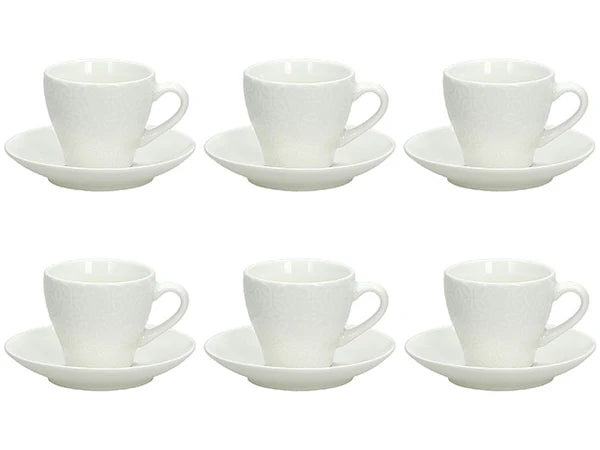 Tognana Olimpia Margaret 6-Piece Porcelain Coffee Cup & Saucer Set 100cc – Modern Floral Design, Dishwasher & Microwave Safe