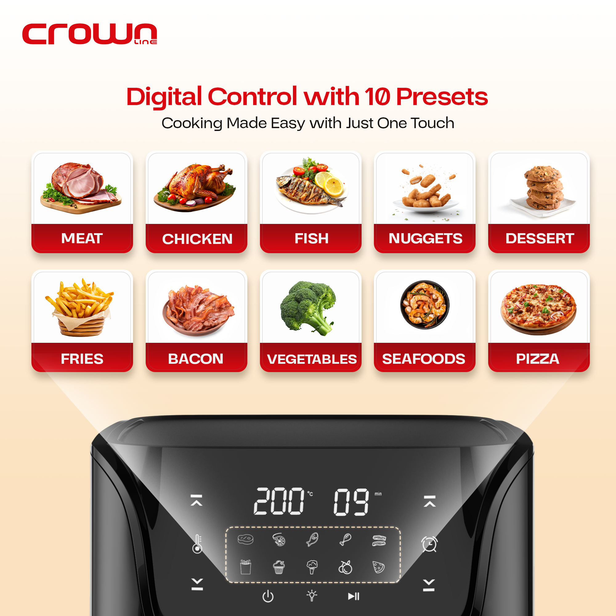 Crownline AF-397 Air Fryer  5.5L ( Digital Control )