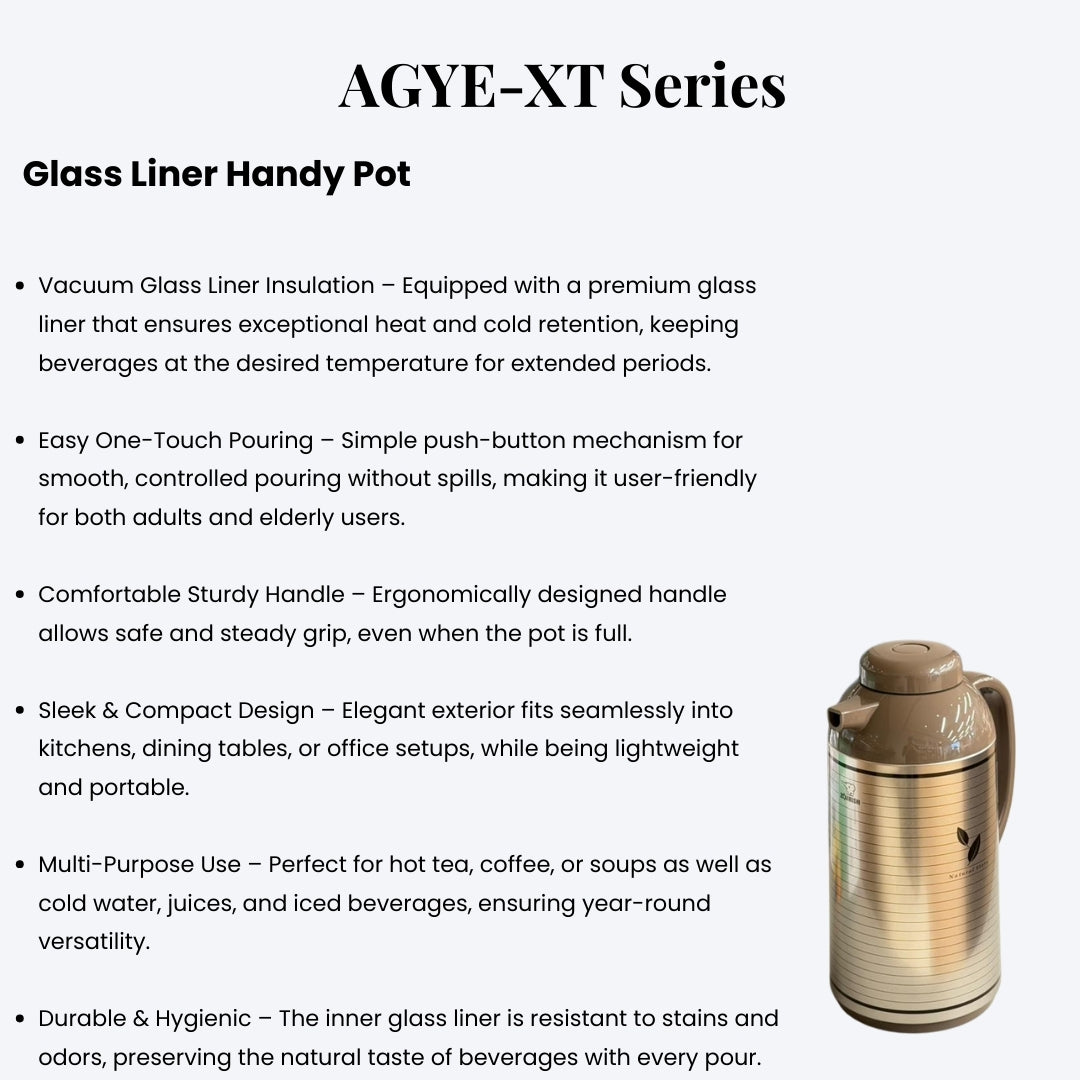 Zojirushi Glass Liner Handy Pot AGYE-XT Series (1.0L) | Premium Vacuum Insulated Carafe for Hot & Cold Beverages