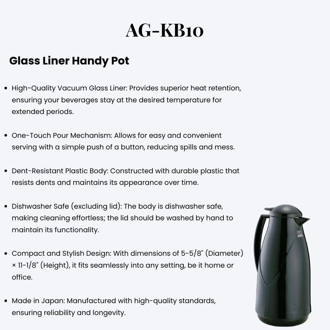 Zojirushi AG-KB10 Glass Liner Handy Pot – 1.0L Thermal Carafe