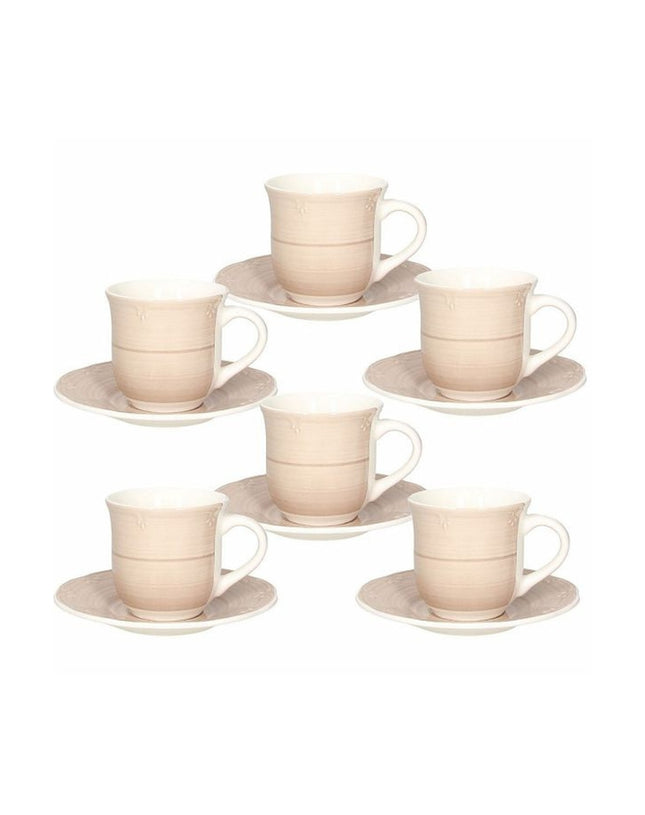 Tognana Shabby Teacup & Saucer Set of 6 - Beige/Azzuro SM185023105 / SM185023106