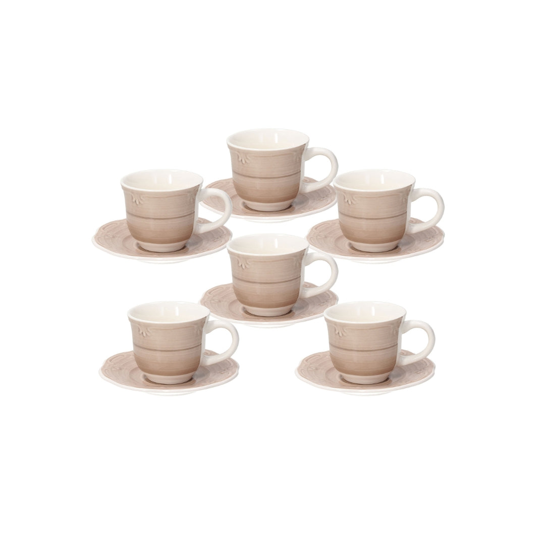 Tognana Shabby Set Of 6 Coffee Cup & Saucer - Beige/Azzuro