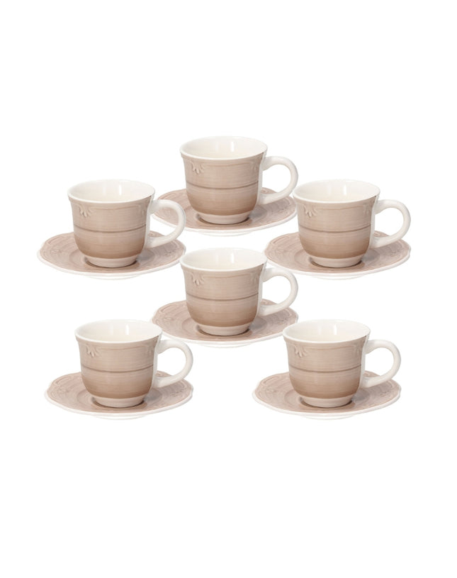 Tognana Shabby Set Of 6 Coffee Cup & Saucer - Beige/Azzuro