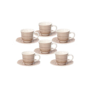Tognana Shabby Set Of 6 Coffee Cup & Saucer - Beige/Azzuro - Cookette