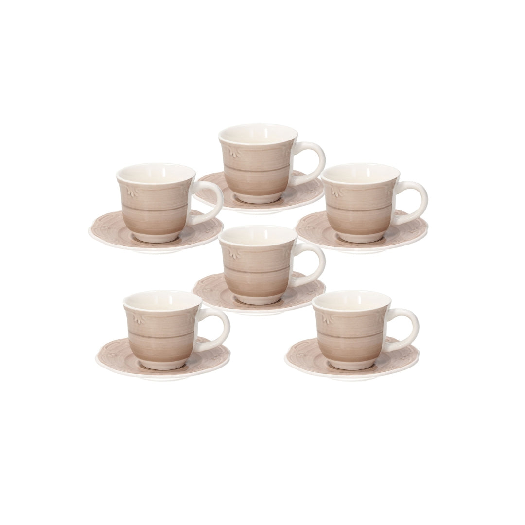 Tognana Shabby Set Of 6 Coffee Cup & Saucer - Beige/Azzuro - Cookette