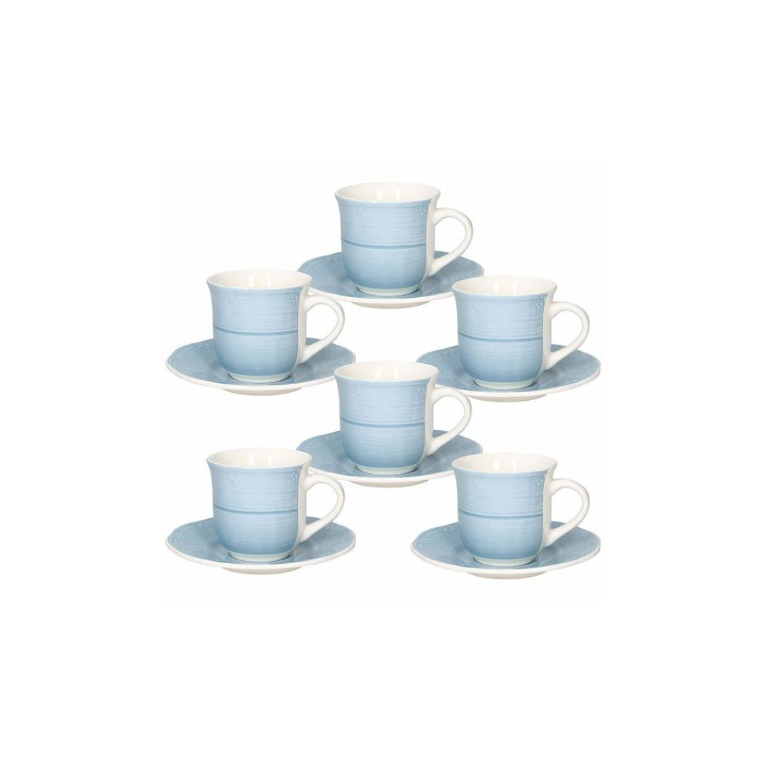 Tognana Shabby Teacup & Saucer Set of 6 - Beige/Azzuro - Cookette