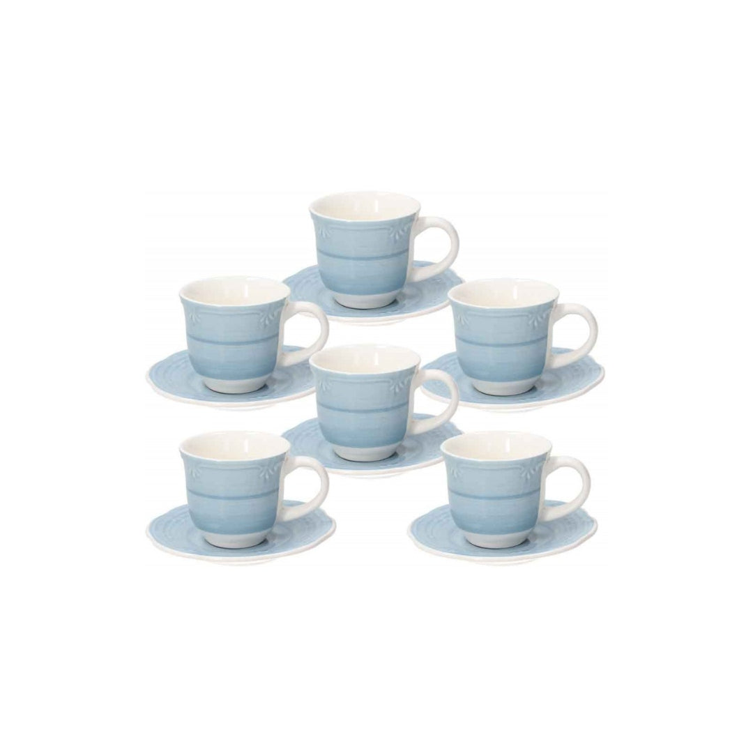 Tognana Shabby Set Of 6 Coffee Cup & Saucer - Beige/Azzuro - Cookette