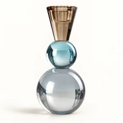 Touche Deco Topaz crystal candle holder with amber cup and teal taupe spheres front view