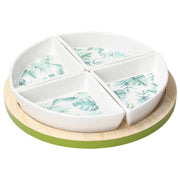 Tognana Tropical-Inspired Porcelain Tapas Set – 4 Premium Bowls with 22 cm Wooden Serving Tray | Elegant, Durable & Restaurant-Grade Serveware