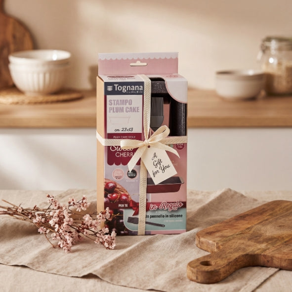 Tognana sweet cherry 2-Piece Non-Stick Loaf Pan Set – Maroon & Grey (23x13x6cm)