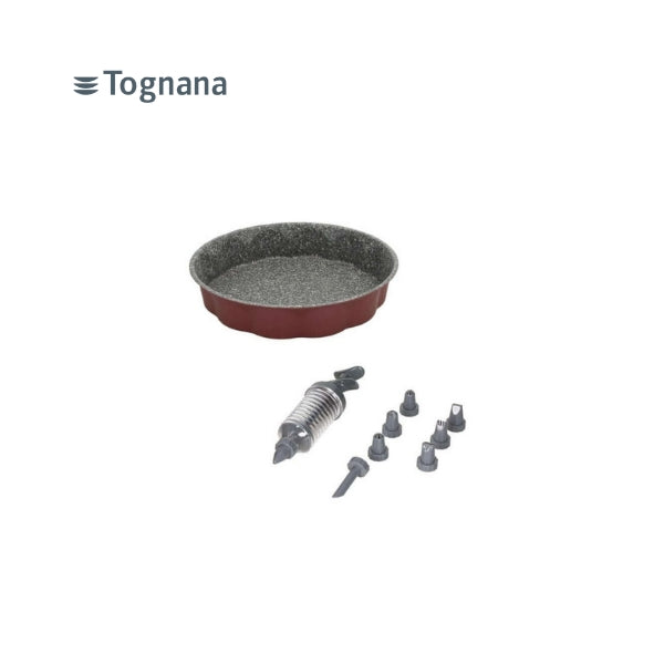 Tognana Sweet Cherry baking tray and 7-nozzle syringe set maroon grey
