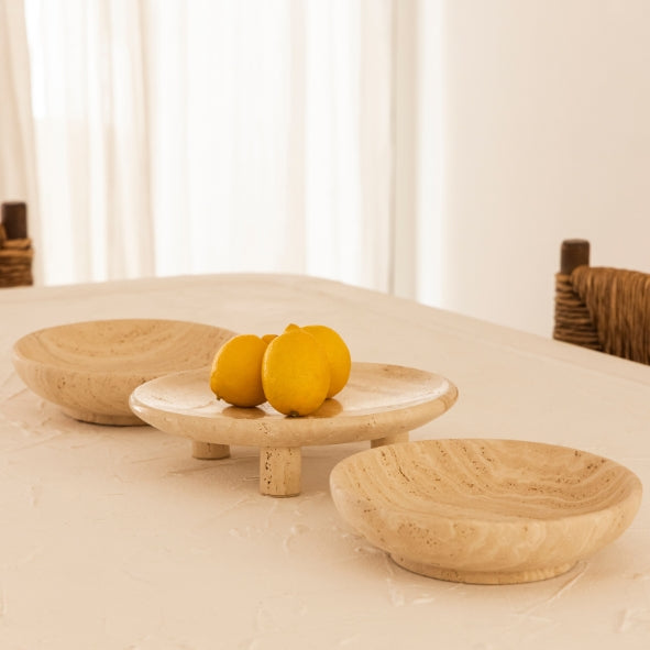 Touche Deco Tower Travertine Server | Luxury Stone Stand 7.5x30cm