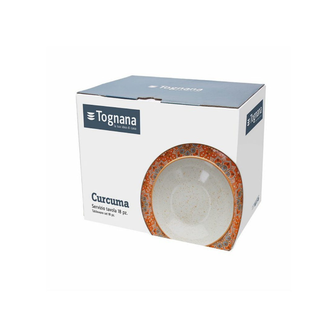 Tognana Porcelain Dinnerware - Serveware Table Set 18 Pcs Metropolis Curcuma - Cookette