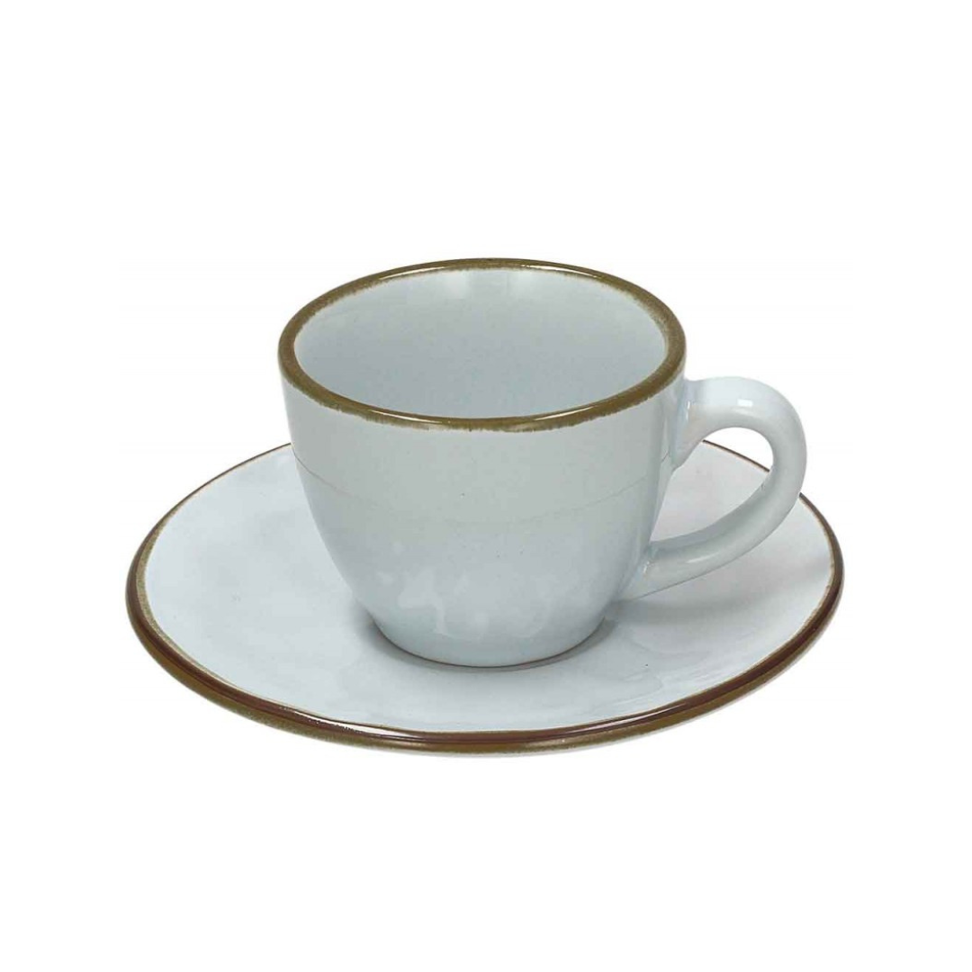 Tognana Stoneware Set of 6 Coffee Cup & Saucer Naturalia - Beige/Gray/Green