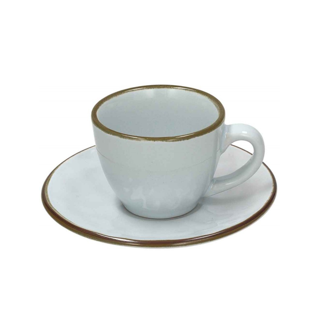 Tognana Stoneware Set of 6 Coffee Cup & Saucer Naturalia - Beige/Gray/Green - Cookette