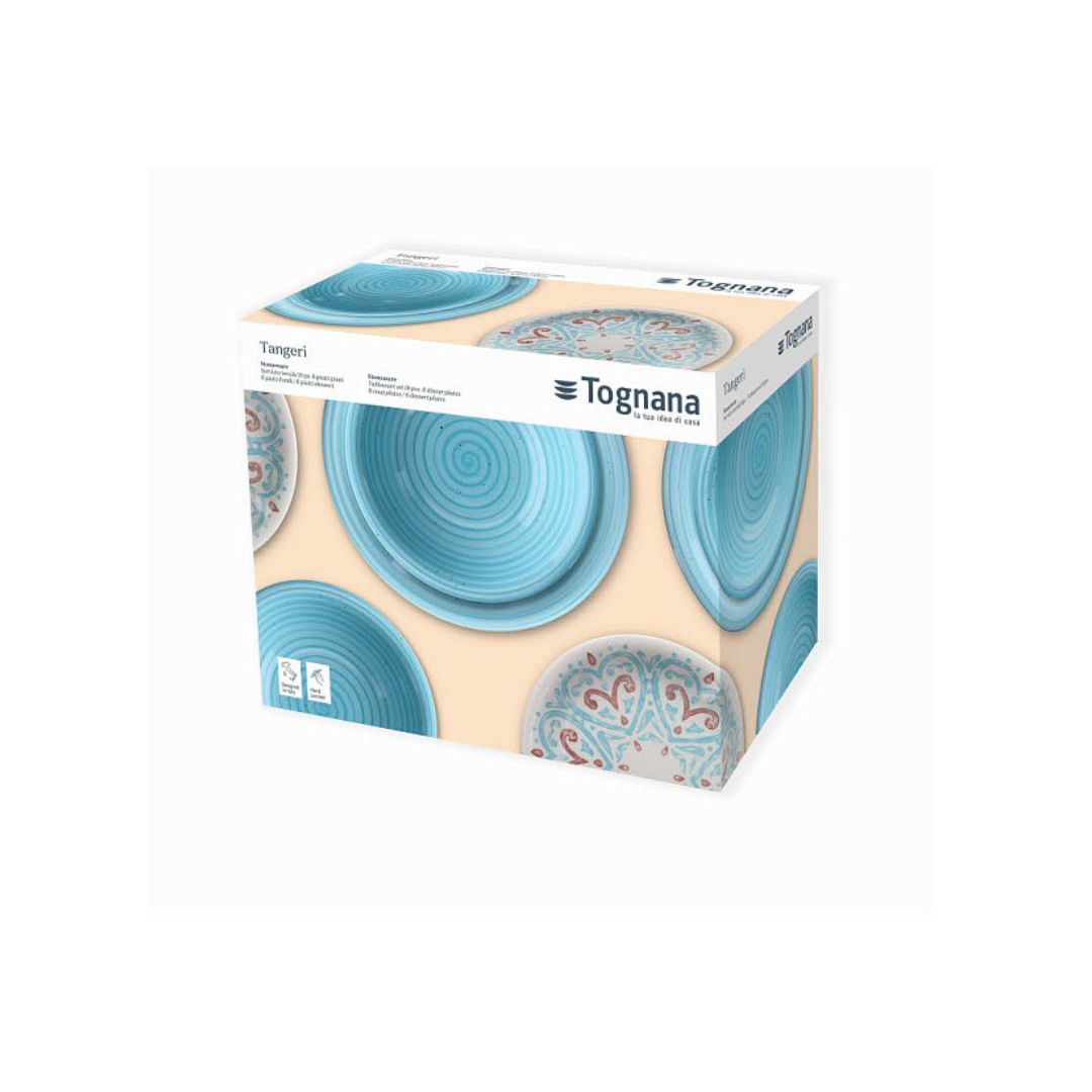 Tognana Stoneware Dinnerware - Serveware Table Set 18 Pcs Louise Tangeri - Cookette