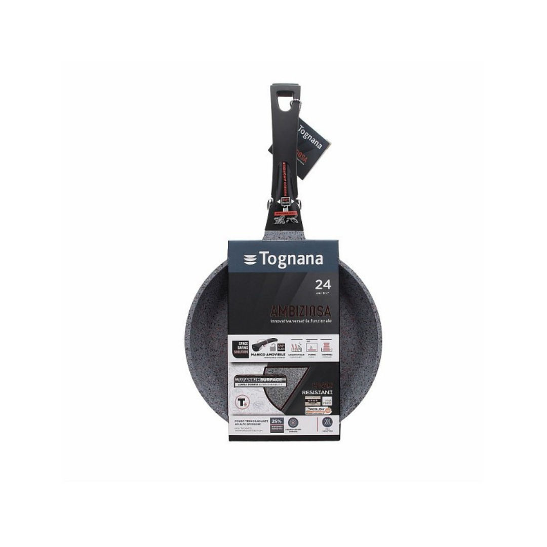 Tognana Non-Stick Aluminium Pan With 1 Handle Black Ambiziosa 20Cm/24Cm/26Cm/28Cm/30Cm - Cookette