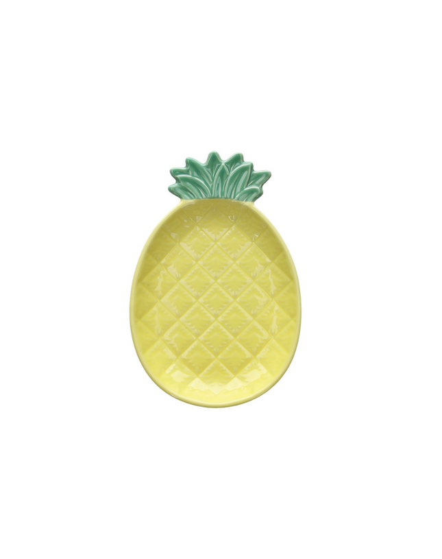 Tognana Stoneware Yellow Pineapple Shaped Plate.18X12H2 Relief Pachy