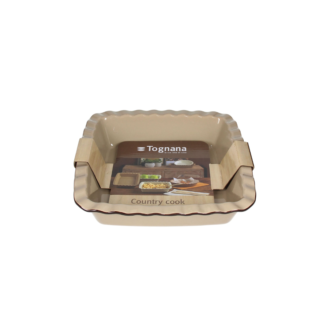 Tognana Rectangular/Square Ceramic Baking Dish - Country Cook Cream/Taupe - Cookette