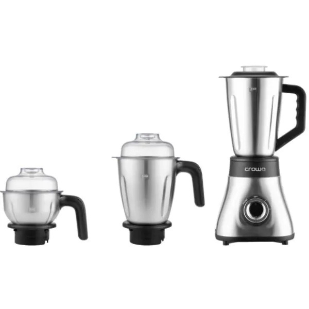 Crownline BL-295 3-in-1 blender set with stainless steel base and 1.5L glass jar