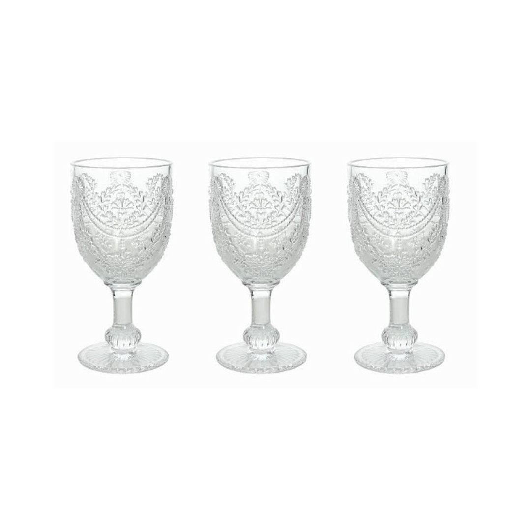 Tognana Drinkware Goblet Glasses Savoia - Set 3 Glasses Cc320 Glass Trasparent/Green