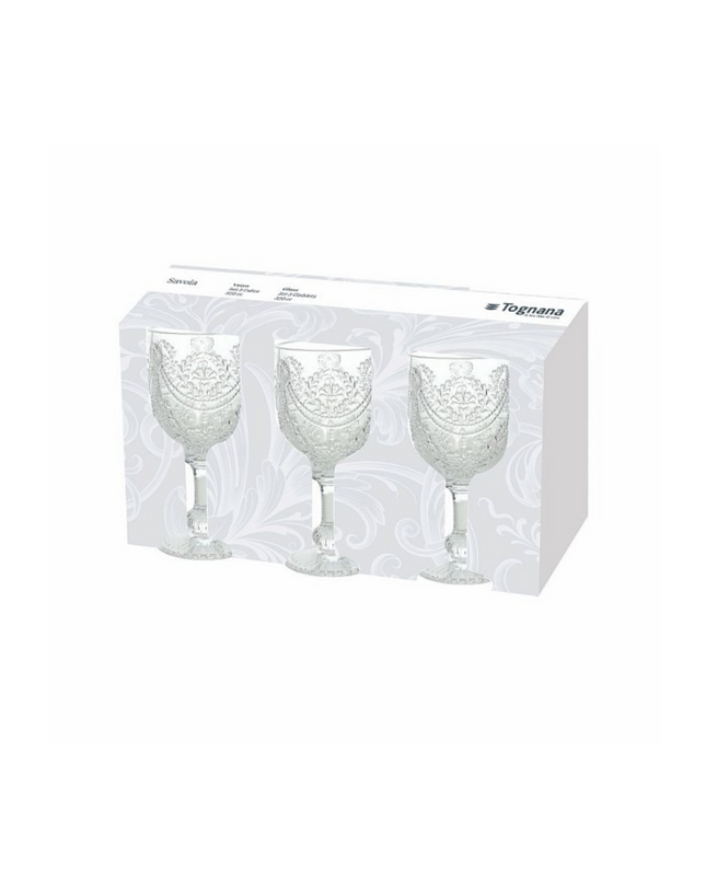 Tognana Drinkware Goblet Glasses Savoia - Set 3 Glasses Cc320 Glass Trasparent/Green