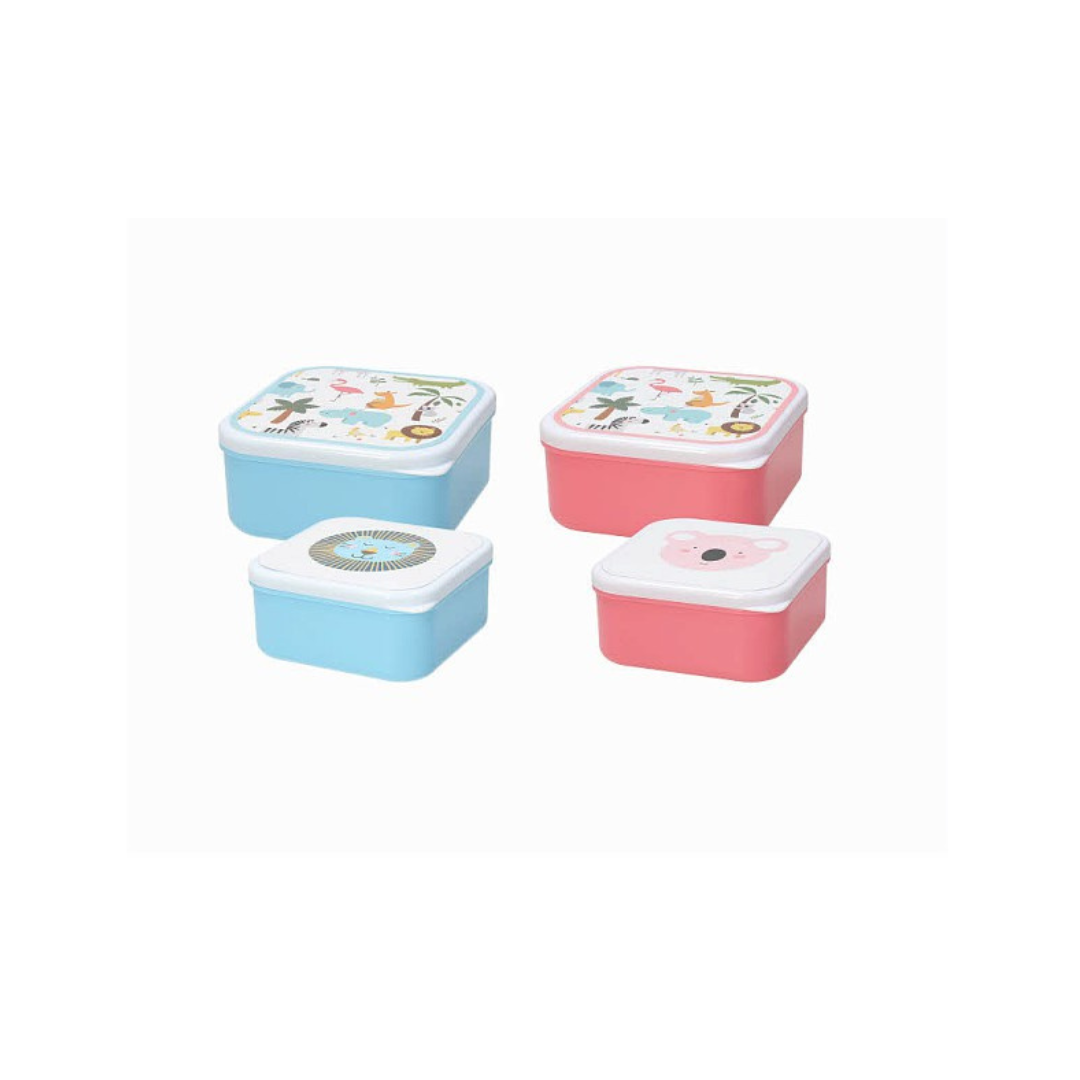 Tognana Set of 2 Lunch Boxes 500+700 CC Nature Love Safari - Rose/Azzuro