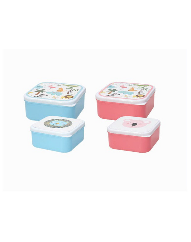 Tognana Set of 2 Lunch Boxes 500+700 CC Nature Love Safari - Rose/Azzuro