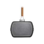 Tognana Great Stone Rectangular Grill Pan 24x34 cm – Non-Stick Aluminum Cookware with Folding Handle