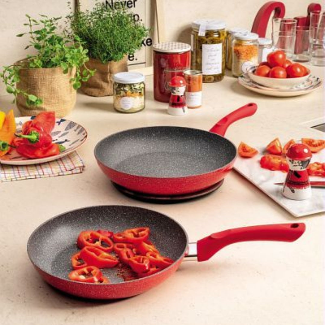 Tognana Cookware Set Of 3 Pans Cm 20/24/28 Grancucina - Red Stone Marble