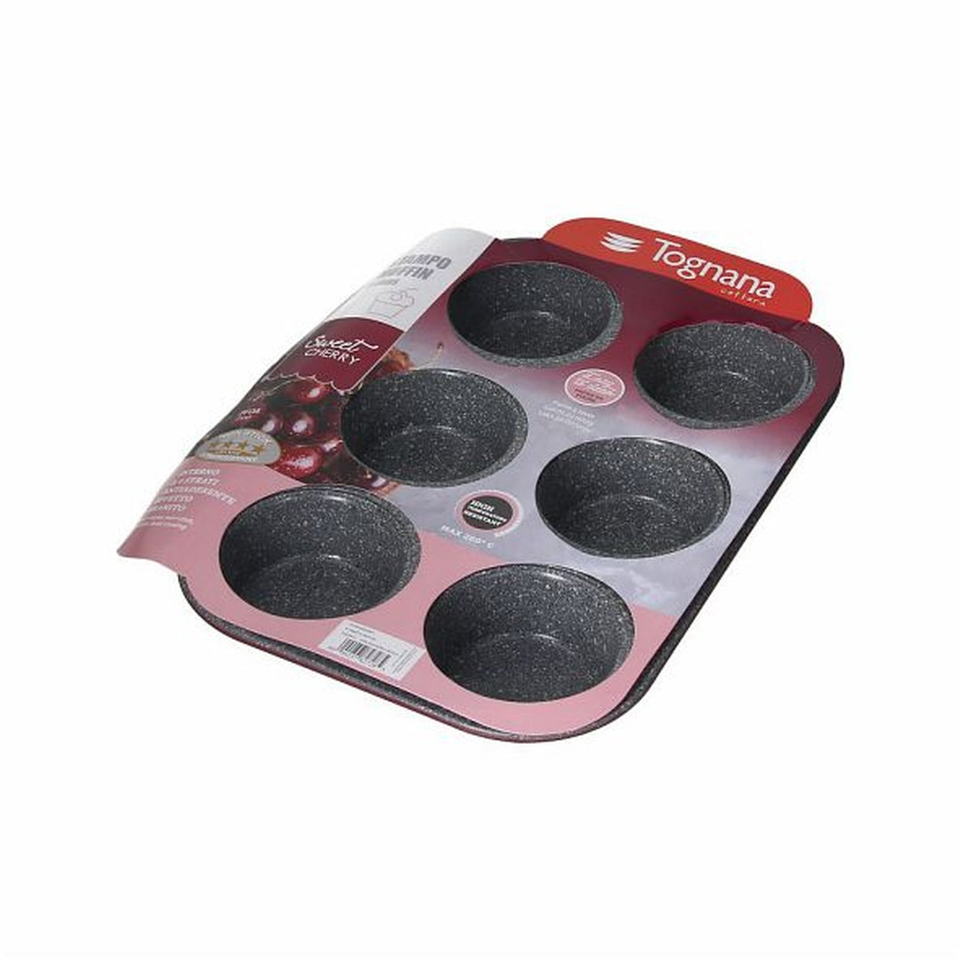 Tognana Cake Bakeware Mould For 6 Cup Muffin-Carbon Steel Muffin Tray Sweet Cherry