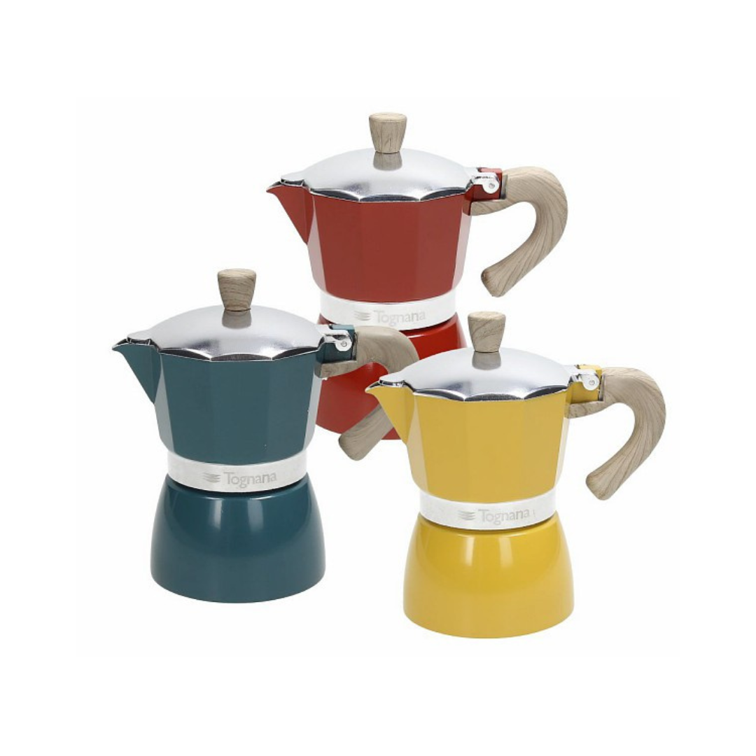 Tognana Vintage Stovetop Moka Pot – 3-Cup Italian Espresso Maker (Multicolor)