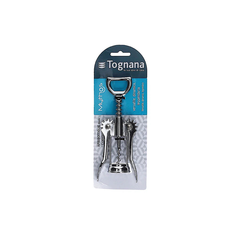 Tognana Mythos Stainless Steel Corkscrew with Cap - Durable Italian Wine Opener Tool