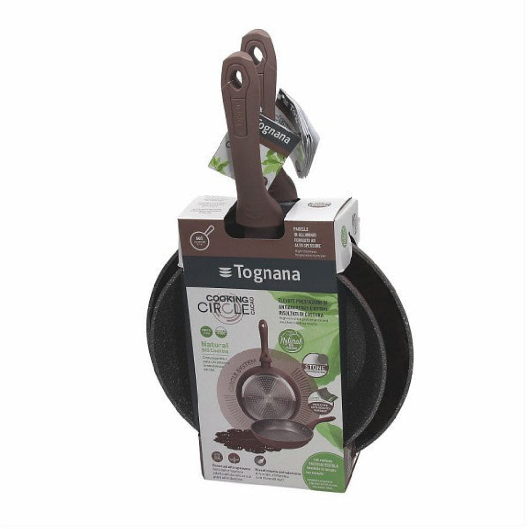 Tognana Non-Stick Aluminium Cookware Set 2 Pans Cm 24 & 28 Cookcircle Ardesia-Cacao